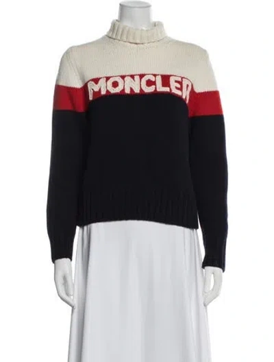 Pre-owned Moncler Wool Colorblock Pattern Sweater In Black
