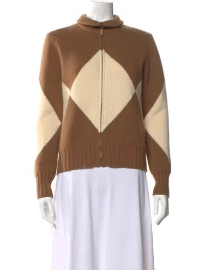 Pre-owned Moncler Wool Colorblock Pattern Sweater In Brown