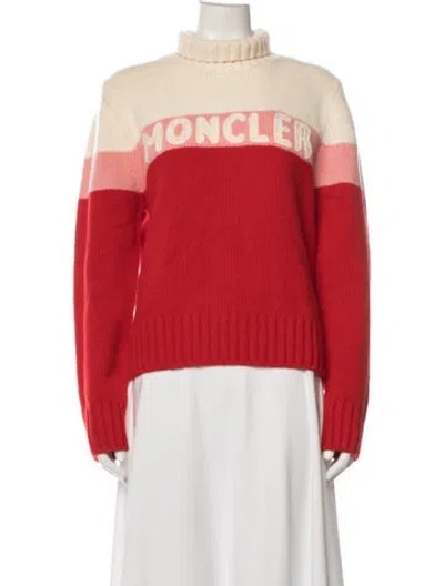 Pre-owned Moncler Wool Colorblock Pattern Sweater W/ Tags In Red