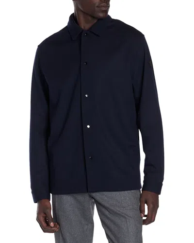 Moncler Wool, Cotton & Nylon Shirt Jacket In Dark Navy Blue