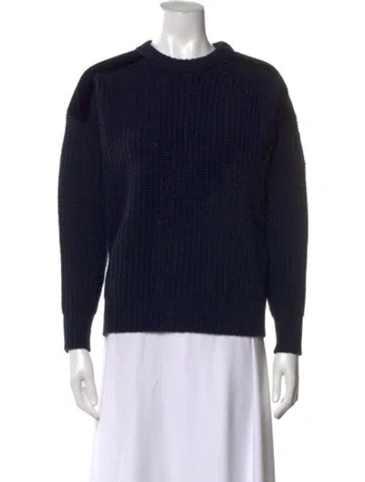 Pre-owned Moncler Wool Crew Neck Sweater In Blue