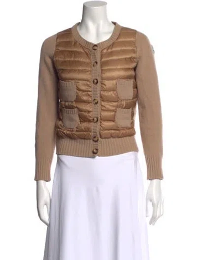 Pre-owned Moncler Wool Crew Neck Sweater In Brown
