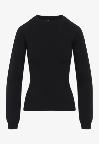 Moncler Wool Crewneck Sweater In Black