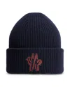 Moncler Wool Cuffed Beanie In Navy