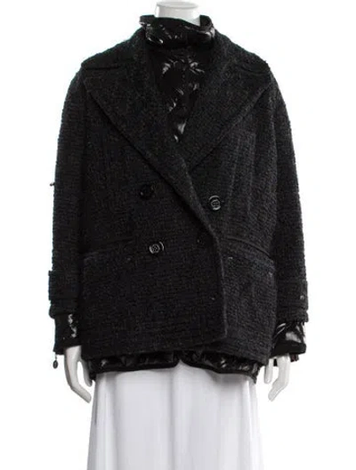 Pre-owned Moncler Wool Down Coat In Black