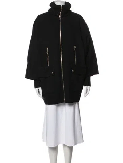 Pre-owned Moncler Wool Down Coat In Black