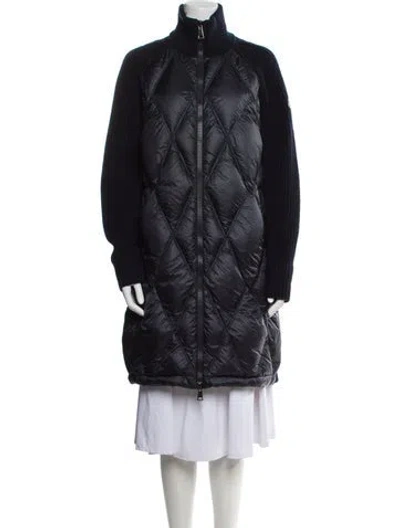 Pre-owned Moncler Wool Down Coat In Blue