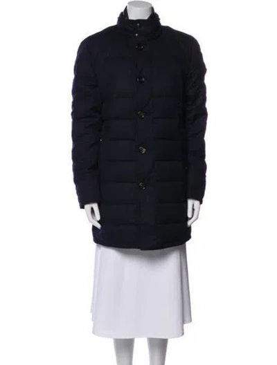 Pre-owned Moncler Wool Down Coat In Blue