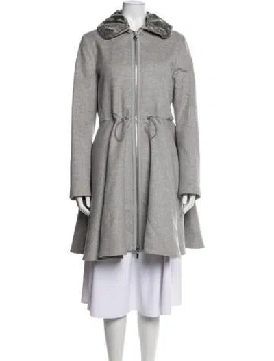 Pre-owned Moncler Wool Down Coat In Grey