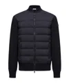 Moncler Men Padded Wool Cardigan With Zip In Blue