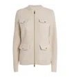 Moncler Logo Ribbed Wool And Shell Cardigan In White