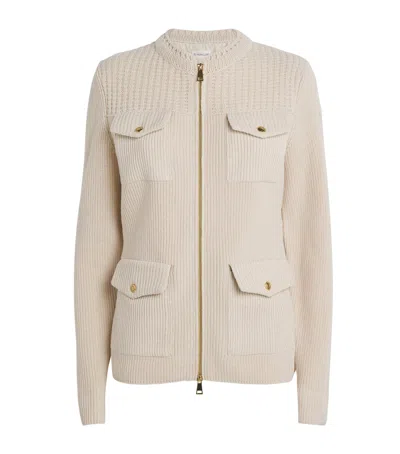 Moncler Wool-down Panelled Cardigan In White