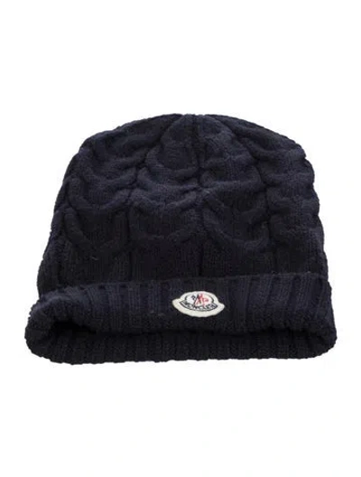 Pre-owned Moncler Wool Embroidered Hat In Blue