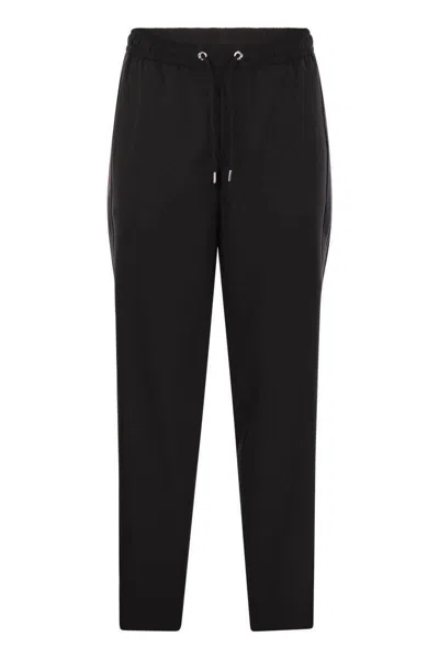 Moncler Wool Gabardine Joggers In Black