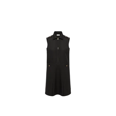 Moncler Wool Gabardine Shirt Dress, Women, Black, Size: 40 In Multi