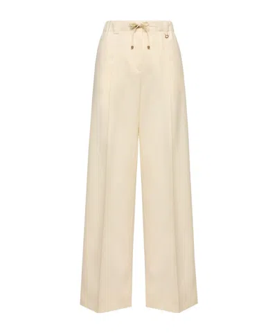 Moncler Wool Gabardine Tailored Pants In Neutral