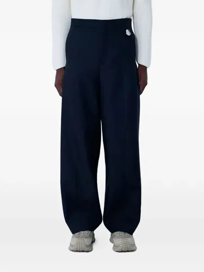 Moncler Wool Gabardine Trousers In Blue