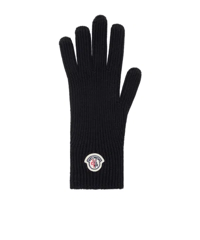 Moncler Wool Gloves In Blue