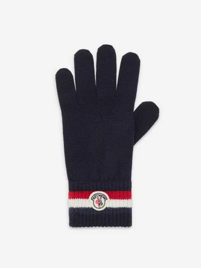 Moncler Wool Gloves In Midnight Blue
