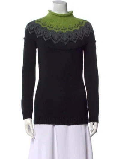 Pre-owned Moncler Wool Graphic Print Sweater In Black