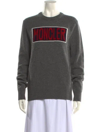 Pre-owned Moncler Wool Graphic Print Sweater In Gray