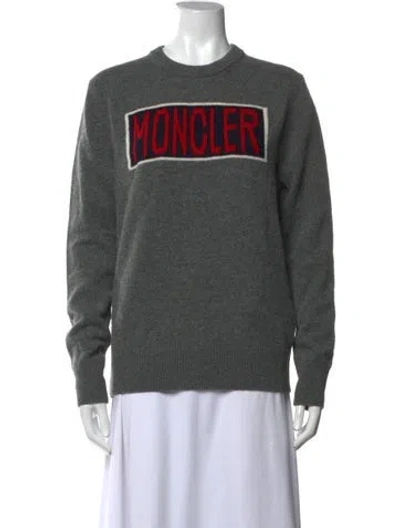 Pre-owned Moncler Wool Graphic Print Sweater In Grey