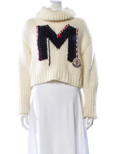 Pre-owned Moncler Wool Graphic Print Sweater In Neutral