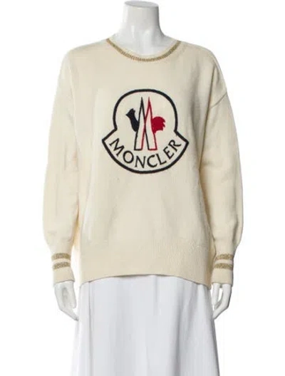 Pre-owned Moncler Wool Graphic Print Sweater In Neutral