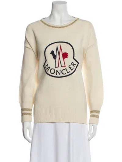 Pre-owned Moncler Wool Graphic Print Sweater In Neutral