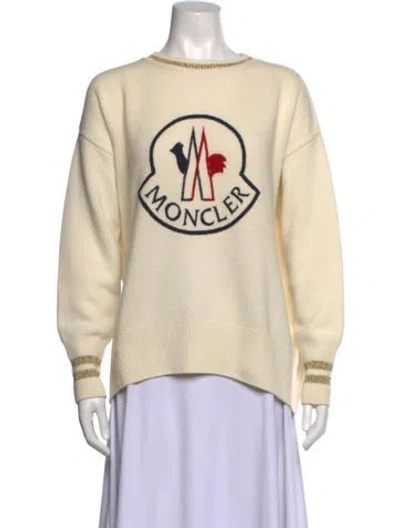 Pre-owned Moncler Wool Graphic Print Sweater In Neutrals