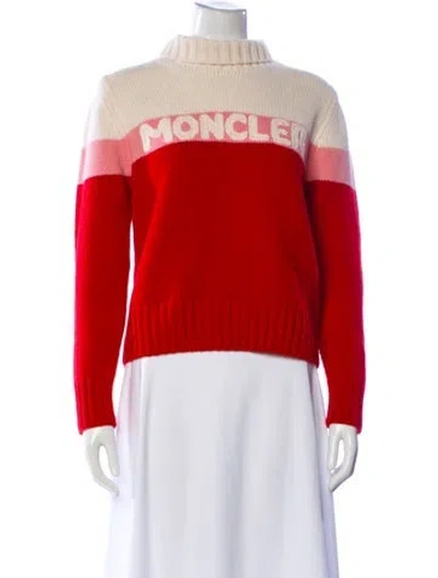 Pre-owned Moncler Wool Graphic Print Sweater In Red