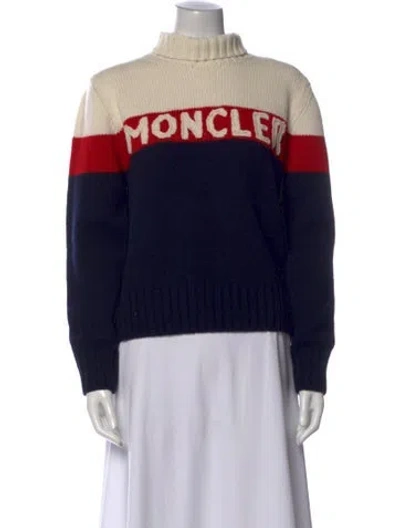 Pre-owned Moncler Wool Graphic Print Sweater W/ Tags In Black