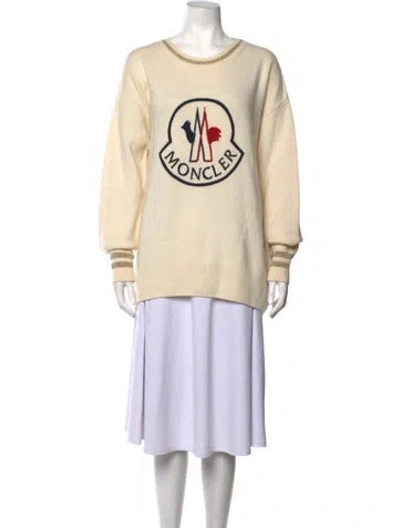 Pre-owned Moncler Wool Graphic Print Sweater W/ Tags In Neutrals