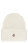 Moncler Wool Beanie Hat In White