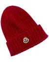 Moncler Wool Hat In Burgundy