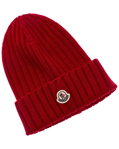 Moncler Wool Hat In Burgundy