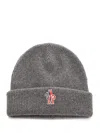 Moncler Ribbed Cuff Hat For Cold Weather In Gray