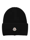 Moncler Ribbed Knit Carded Wool Beanie With Felt Logo Patch