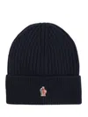 Moncler Black Logo Beanie Hat In Black