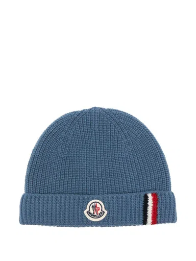 Moncler Kids' Wool Hat  In Blue