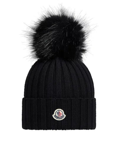 MONCLER MONCLER WOOL HAT WITH POM POM
