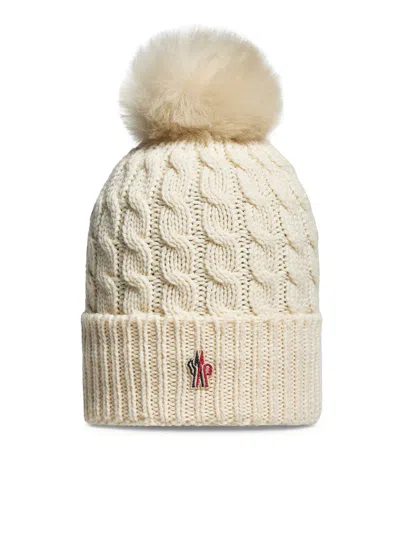 Moncler Wool Hat With Pom Pom In White