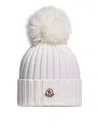 Moncler Wool Hat With Pom Pom In White