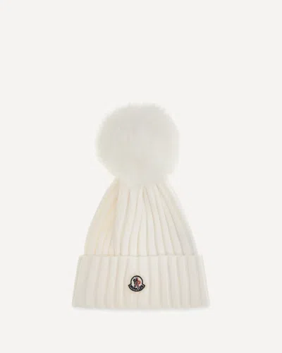 Moncler Wool Hat With Pon Pon In White