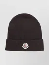 Moncler Wool Hat With Ribbed Texture And Cuff In Black