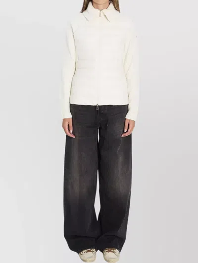 Moncler Wool High Collar Padded Cardigan In White