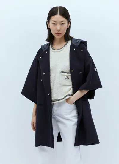 Moncler Wool Cape In Blue