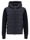 Moncler Navy Blue Padded Wool Zip-up Hoodie In Blue