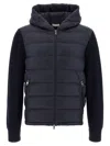 Moncler Navy Blue Padded Wool Zip-up Hoodie In Blue