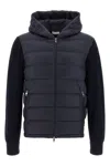 Moncler Navy Blue Padded Wool Zip-up Hoodie In Blue